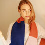 Colour Block Wool Blend Scarf In Orange, Blue And Pink, thumbnail 6 of 8