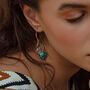 Turquoise Silver Grain Wavy Drop Earrings, thumbnail 6 of 7