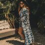 Navy Blue Long Sleeve Viscose Summer Kimono, thumbnail 3 of 4
