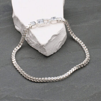 Men's Sterling Silver Franco Box Chain Bracelet, 2 of 3