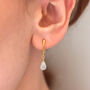 Square Earrings With Gem Stone Drop, thumbnail 3 of 9