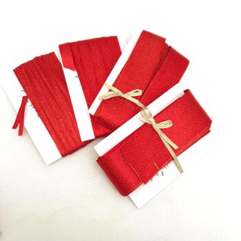 Red Satin Ribbon With Gold Sparkles, 8 of 9