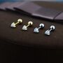 White Opal Screw Back Earrings In Sterling Silver, thumbnail 1 of 10