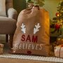 Personalised Believes Hessian Christmas Gift Sack, thumbnail 1 of 4