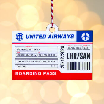 Personalised Boarding Pass Christmas Tree Decoration, 2 of 5