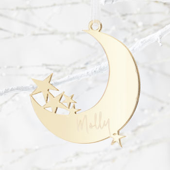 Moon Personalised Christmas Decoration, 3 of 4