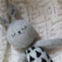 Agnes The Grey And Black Print Hand Knitted Bunny, thumbnail 7 of 9