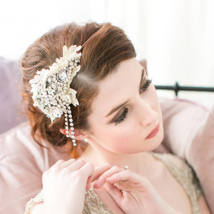 art deco bridal side tiara by victoria millesime