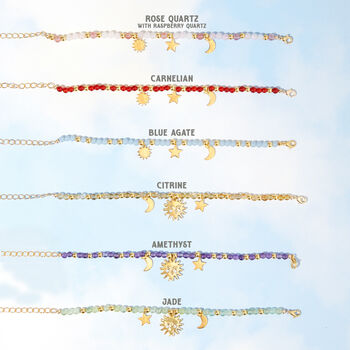 Selene Personalised Gemstone And Celestial Charm Bracelet, 5 of 7