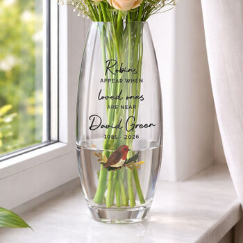 Personalised Robin Bullet Vase For Memorial, 6 of 6
