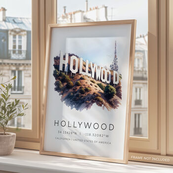 City Landmark Travel Poster Of Hollywood Los Angeles, 2 of 7