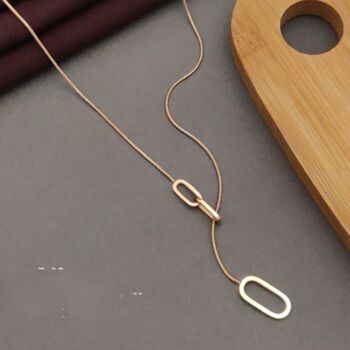 Two Square Geometric Y Shape Lariat Necklace, 5 of 5