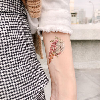 Floral Ice Cream Temporary Tattoo, 3 of 4