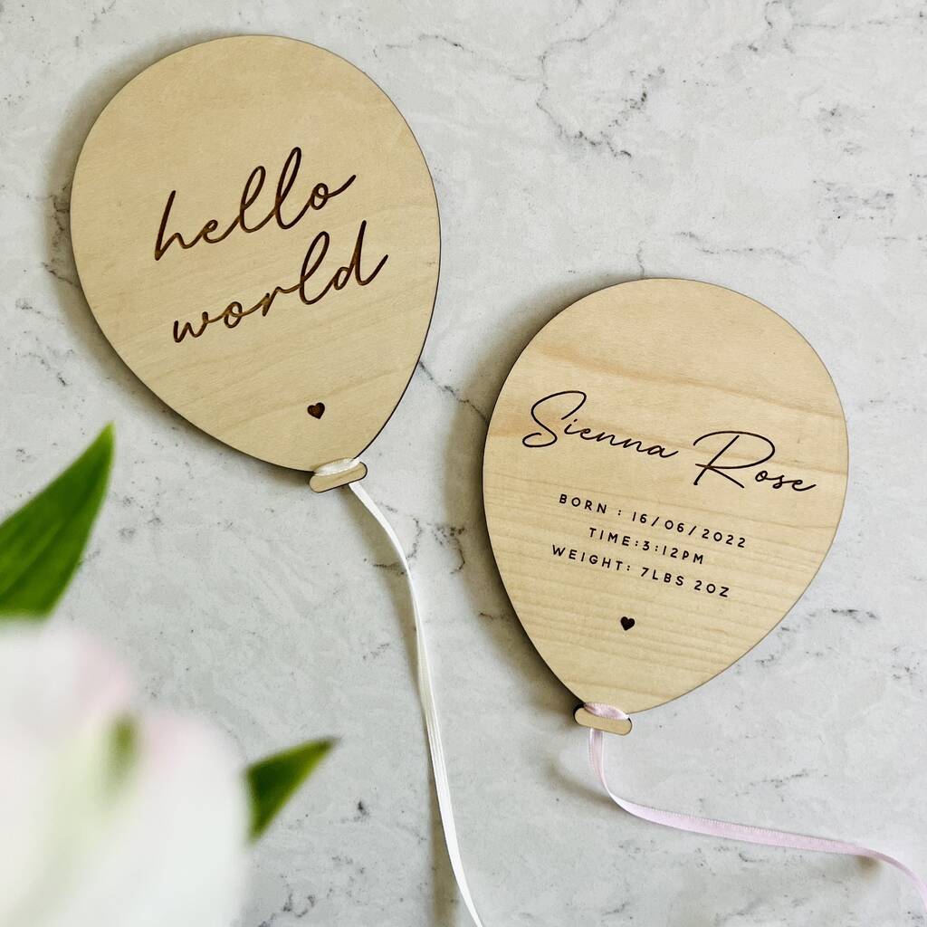 New Baby Announcement Arrival Balloon Plaques By Design by Eleven