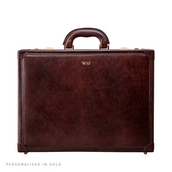 Personalised Luxury Leather Attaché Case. 'The Scanno', 3 of 12