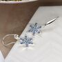 Silver Plated Star And Blue Crystal Drop Earrings, thumbnail 2 of 3