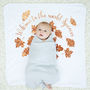 Personalised Autumn Leaves New Baby Blanket, thumbnail 1 of 3