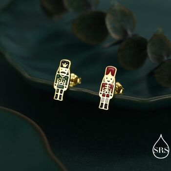 Sterling Silver Mismatched Nutcracker Stud Earrings, 5 of 12