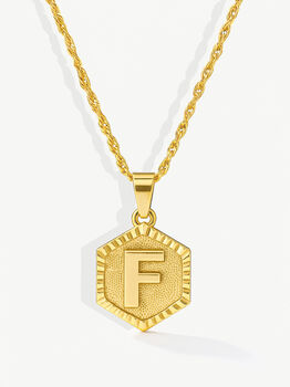Textured Initial Coin Necklace With Rope Chain, 5 of 11
