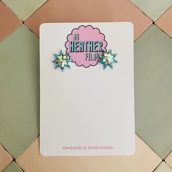 Star Glitter Resin Stud Earrings – Double Star Statement Stud Glitter Resin Earrings, 4 of 8