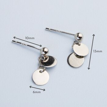 Sterling Silver Tiny Circle Dangle Stud Earrings, 5 of 7