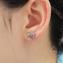 Schrodinger's Cat Asymmetric Stud Earrings In Sterling Silver, thumbnail 6 of 12