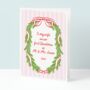 Personalised Retro Wreath Wife First Christmas Card, thumbnail 1 of 3