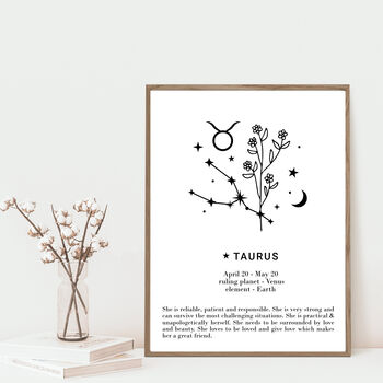 She Is Taurus Personalised Zodiac Print, 2 of 4