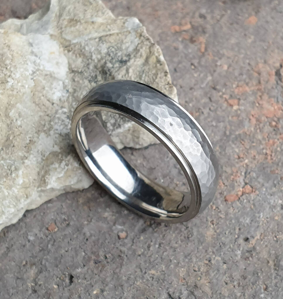 Personalised Titanium Wedding Ring Brushed Texture, 1 of 10