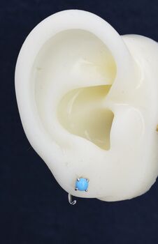 Sterling Silver Genuine Turquoise Threader Hoop Earrings, 6 of 12