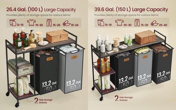 Rolling Laundry Sorter With Shelves And Labels, 3 of 7