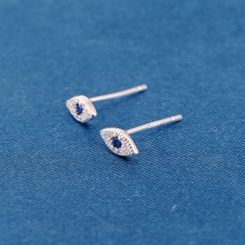 Turkish Evil Eye Stud Earrings – 925 Sterling Silver, 6 of 7