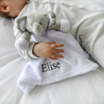 Personalised White Elephant Baby Comforter, 5 of 11