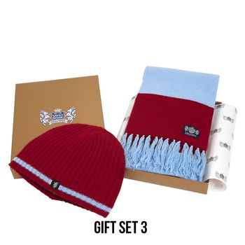 Luxury Cashmere Football Gift Sets In Claret And Blue, 3 of 4