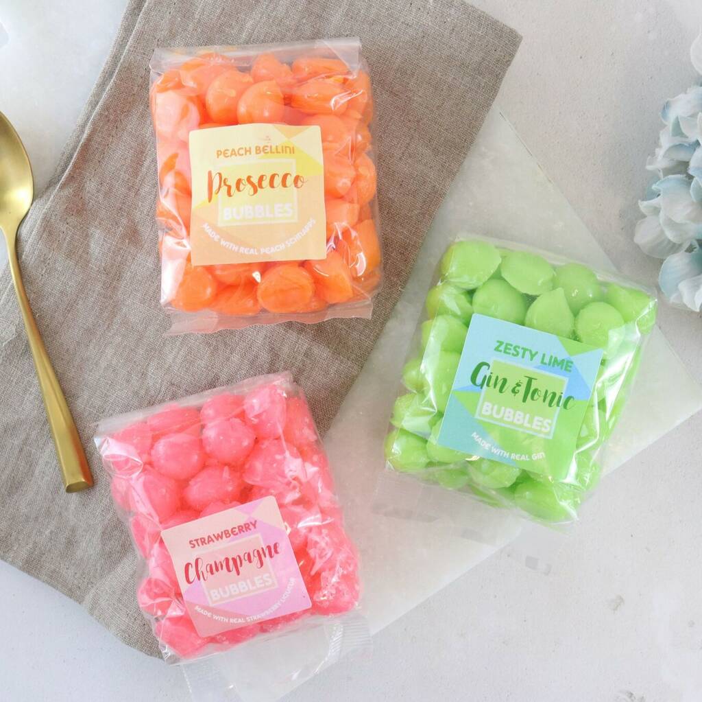 Boozy Champagne Strawberry Sweets By Holly's Lollies