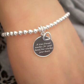 Sterling Silver True Friend Engraved Bracelet, 5 of 12
