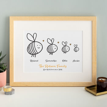 Personalised Bee Family Print, 3 of 6