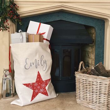 Personalised Linen Christmas Sack, 2 of 4