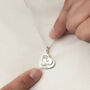Double Stacked Hand And Footprint Silver Heart Necklace, thumbnail 3 of 8