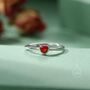 Sterling Silver Very Tiny Garnet Red Cz Heart Ring, thumbnail 6 of 12