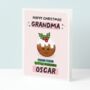 Personalised Grandma Little Pudding Christmas Card, thumbnail 1 of 3