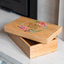Personalised Our Memories Pink Flowers Oak Keepsake Box, thumbnail 2 of 3