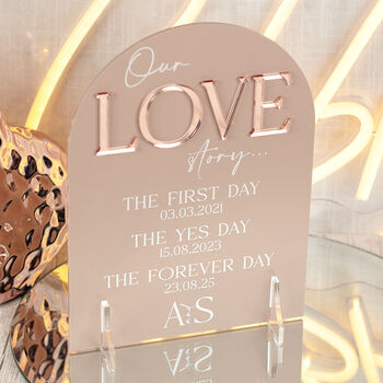 Manhattan Acrylic Wedding Love Story Timeline Acrylic Sign, 3 of 5
