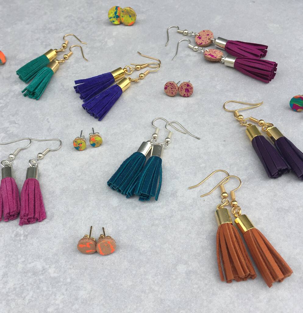 Leather Tassel Earrings By Miller and Jeeves | notonthehighstreet.com