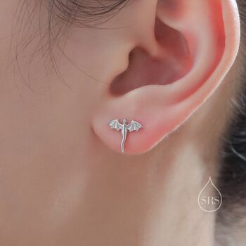 Mismatched Dragon Stud Earrings In Sterling Silver, 3 of 12