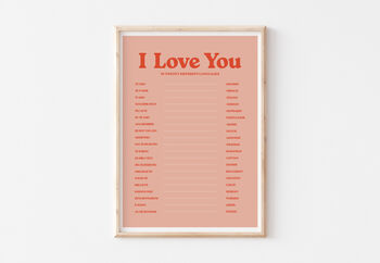 Retro I Love You In Twenty Languages Wall Print, 2 of 7