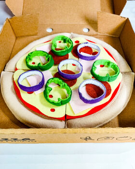 Felt Pizza Play Food Set: Buildable Toy With Toppings, 5 of 6