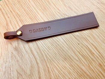 Personalised Stamped Leather Bookmark, Conker Brown, 5 of 9