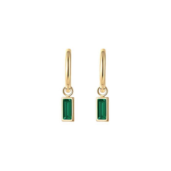 Paris Emerald Charm Hoop Earrings, 2 of 4