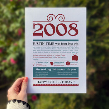 Personalised 18th Birthday Gift Print Life In 2008, 4 of 9